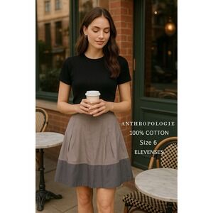 NWT Anthropologie Elevenses Gray Cotton Mini Skirt Size 6